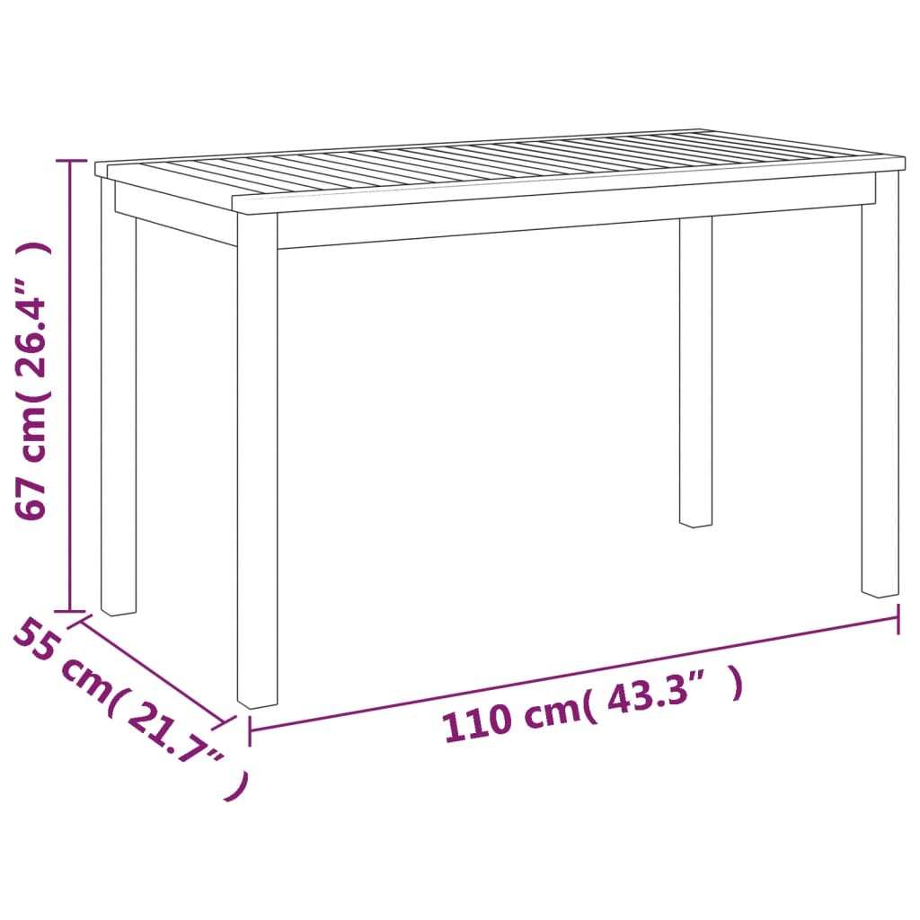 vidaXL Garden Table | Natural Wood | Solid Acacia Wood | Medium | Durable