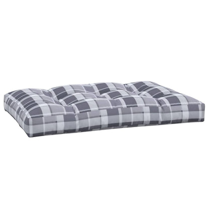 vidaXL Pallet Cushion Grey Check Pattern 120x80x12 cm Fabric