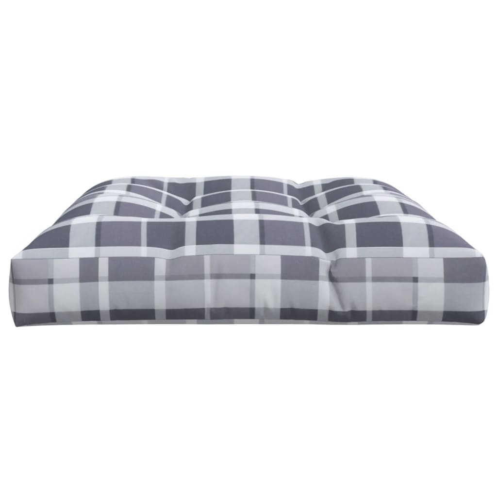 vidaXL Pallet Cushion Grey Check Pattern 120x80x12 cm Fabric