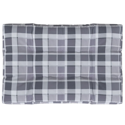 vidaXL Pallet Cushion Grey Check Pattern 120x80x12 cm Fabric