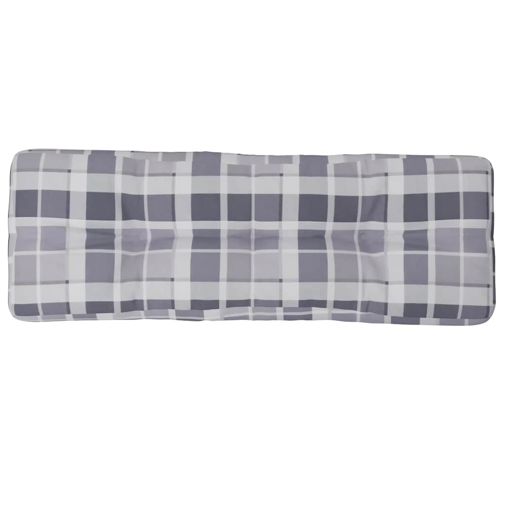 vidaXL Pallet Cushion Grey Check Pattern 120x40x12 cm Fabric