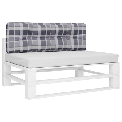 vidaXL Pallet Cushion Grey Check Pattern 120x40x12 cm Fabric