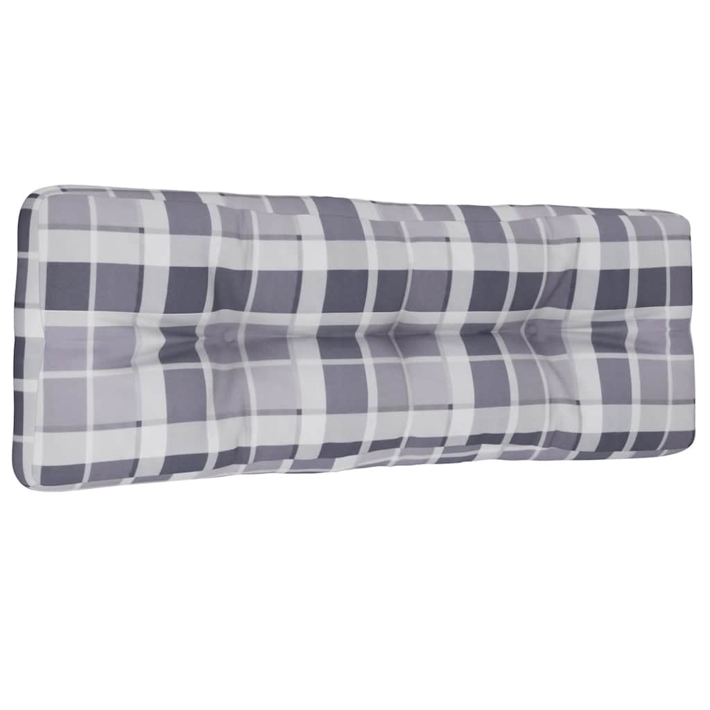 vidaXL Pallet Cushion Grey Check Pattern 120x40x12 cm Fabric