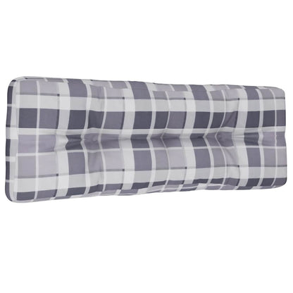 vidaXL Pallet Cushion Grey Check Pattern 120x40x12 cm Fabric