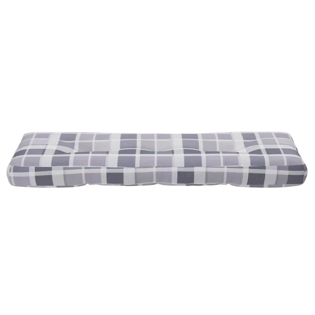 vidaXL Pallet Cushion Grey Check Pattern 120x40x12 cm Fabric