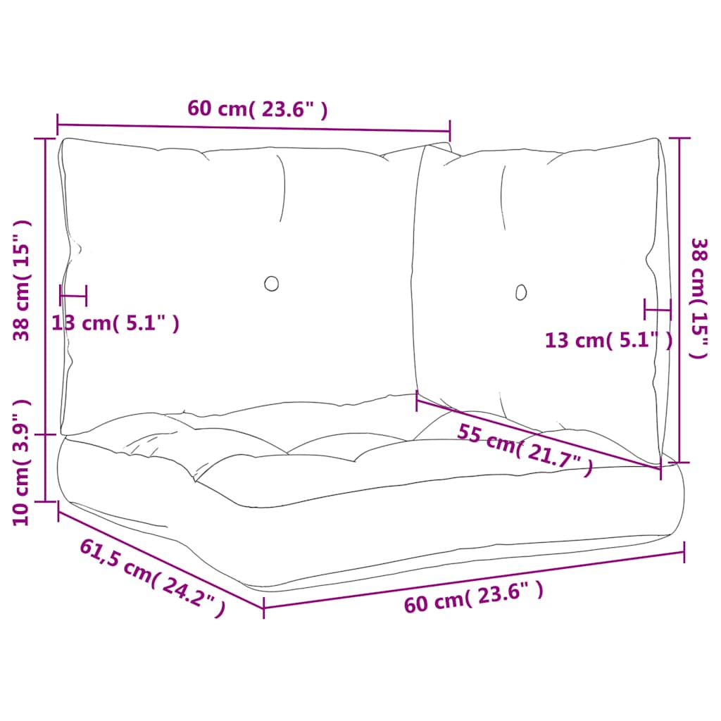 vidaXL Pallet Cushions 3 pcs Beige Fabric