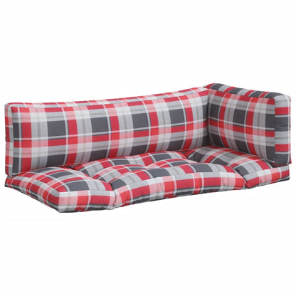 vidaXL Pallet Cushions 3 pcs Red Check Fabric