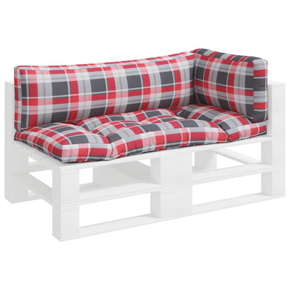 vidaXL Pallet Cushions 3 pcs Red Check Fabric