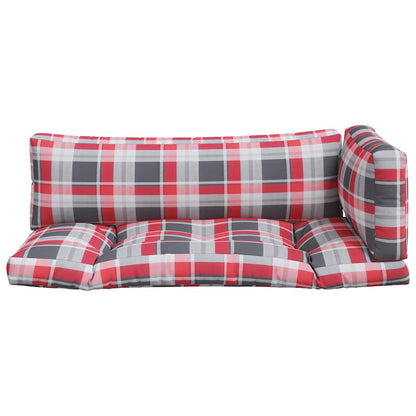 vidaXL Pallet Cushions 3 pcs Red Check Fabric