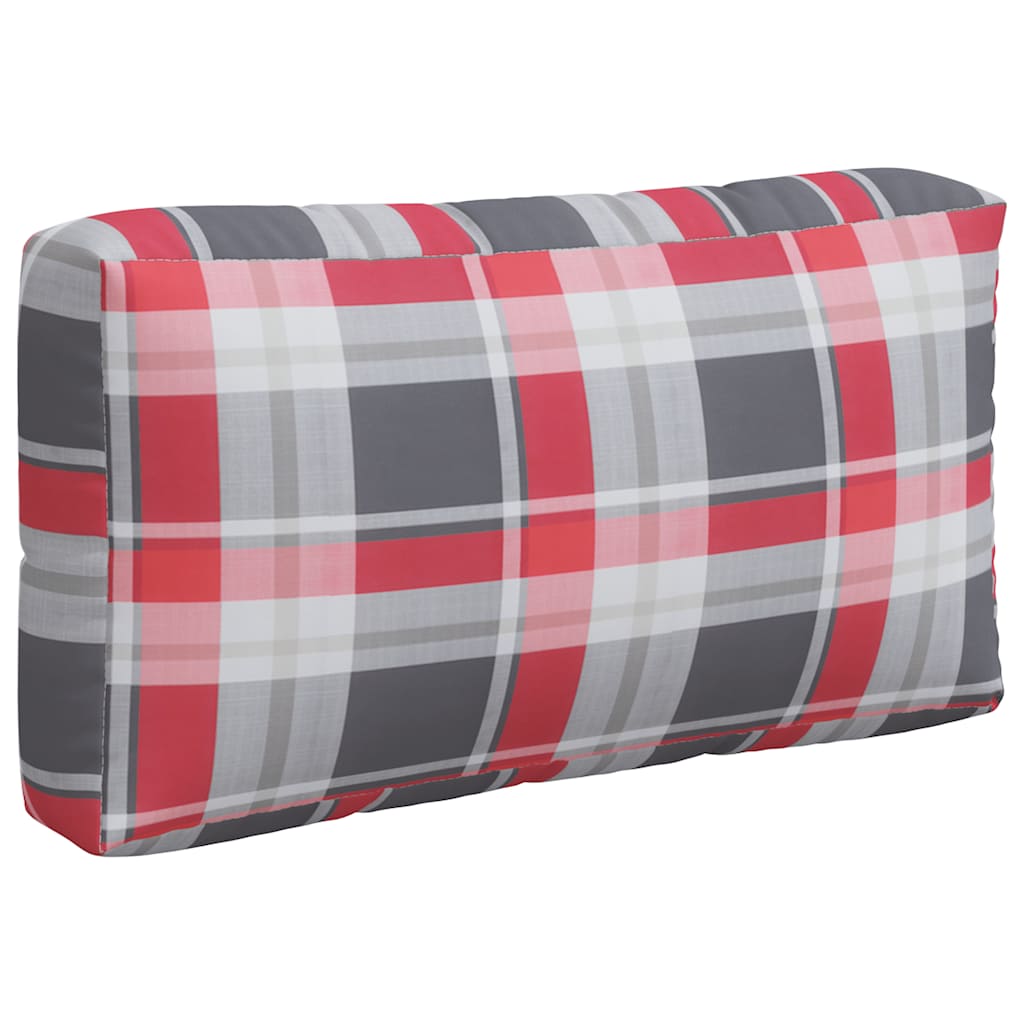 vidaXL Pallet Cushions 3 pcs Red Check Fabric