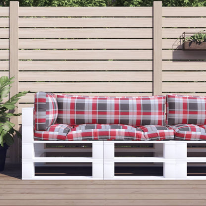 vidaXL Pallet Cushions 3 pcs Red Check Fabric