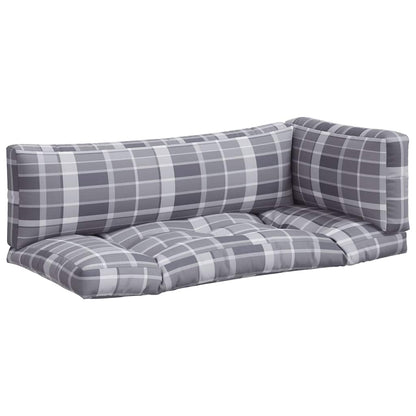 vidaXL Pallet Cushions 3 pcs Grey Check Fabric