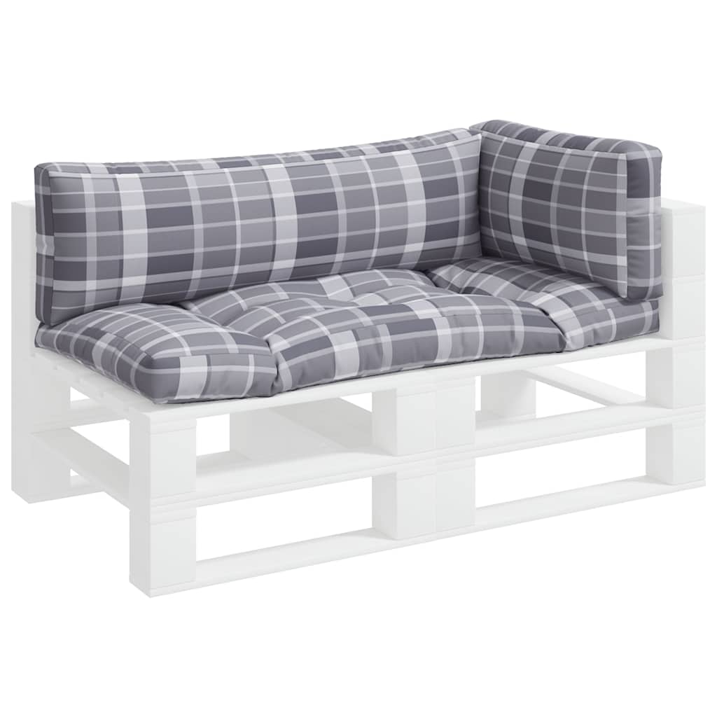 vidaXL Pallet Cushions 3 pcs Grey Check Fabric