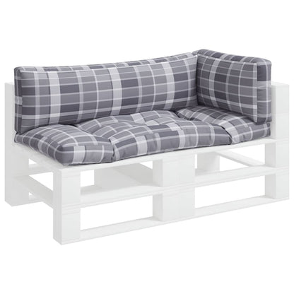 vidaXL Pallet Cushions 3 pcs Grey Check Fabric