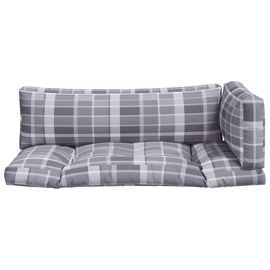vidaXL Pallet Cushions 3 pcs Grey Check Fabric