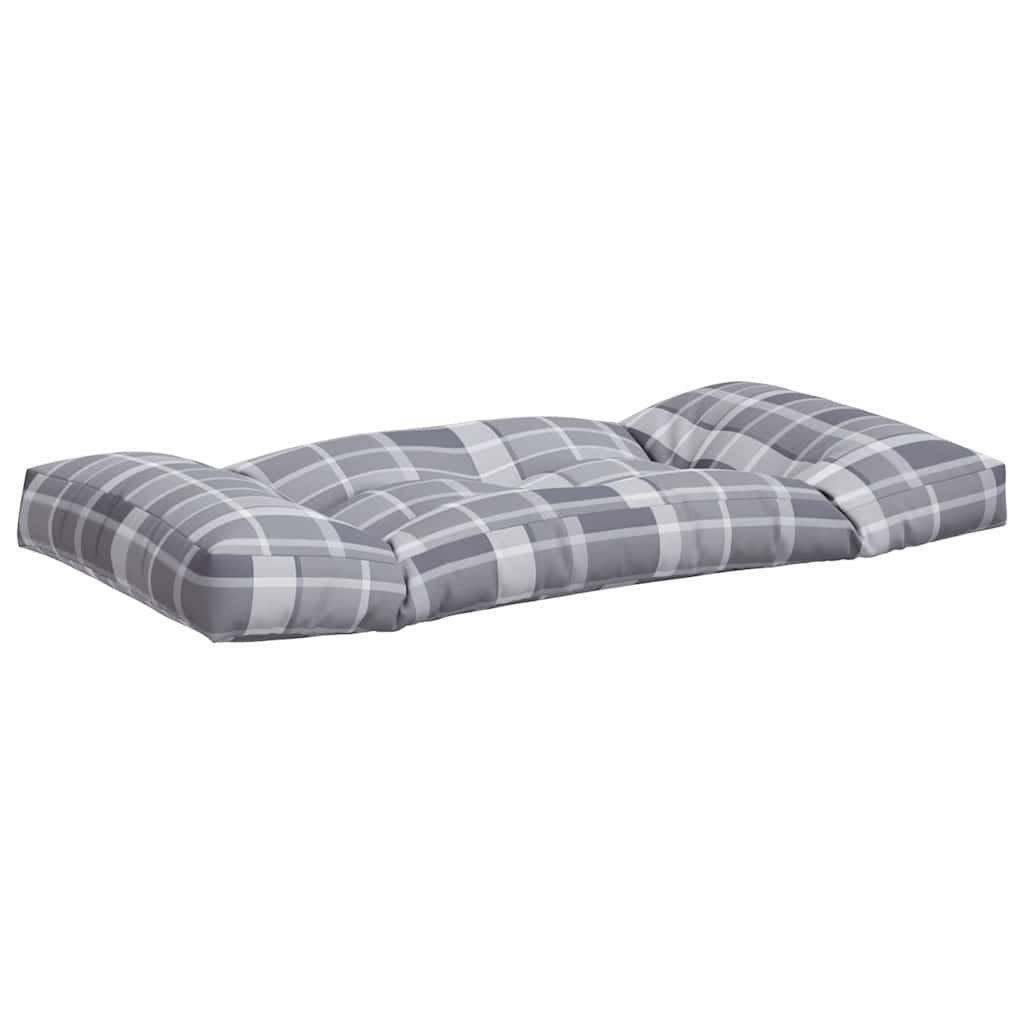 vidaXL Pallet Cushions 3 pcs Grey Check Fabric