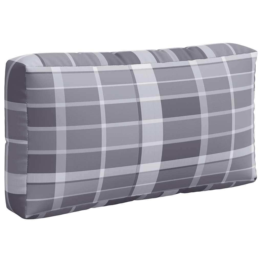 vidaXL Pallet Cushions 3 pcs Grey Check Fabric