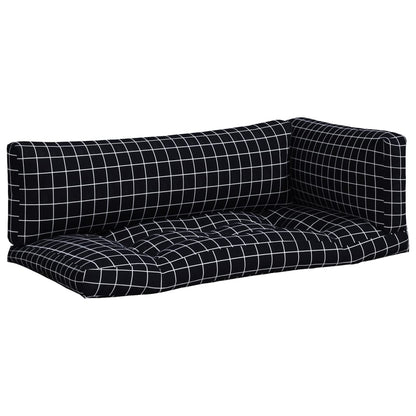vidaXL Pallet Cushions 3 pcs Black Check Pattern Oxford Fabric