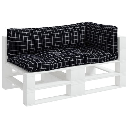 vidaXL Pallet Cushions 3 pcs Black Check Pattern Oxford Fabric