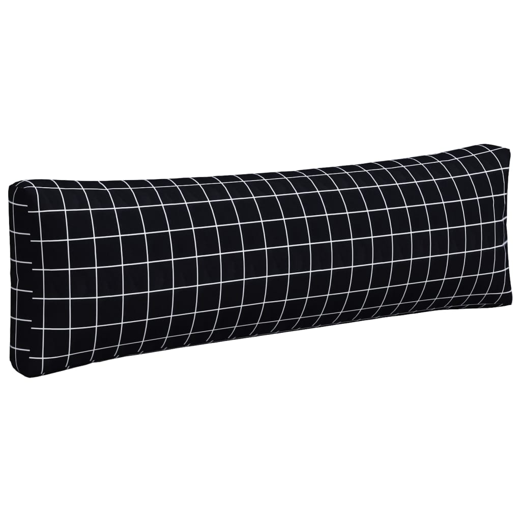 vidaXL Pallet Cushions 3 pcs Black Check Pattern Oxford Fabric