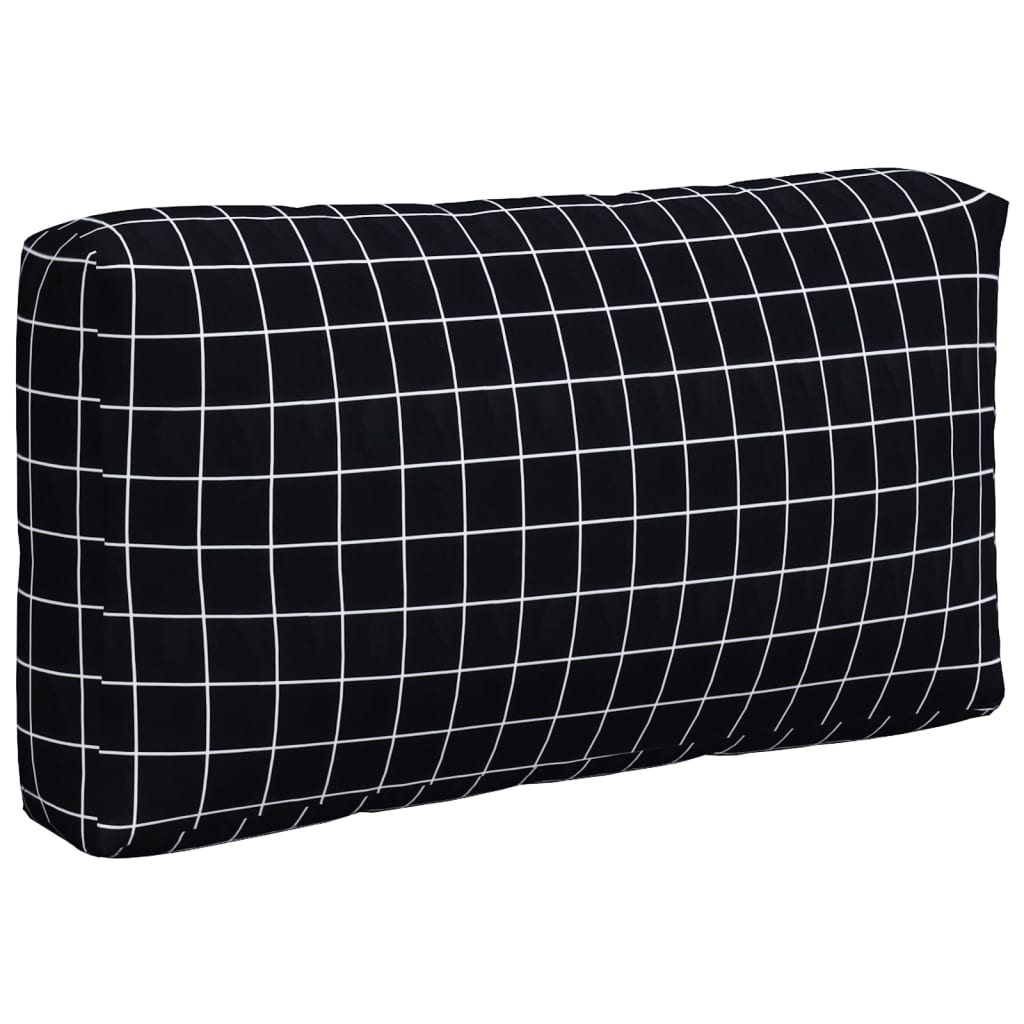 vidaXL Pallet Cushions 3 pcs Black Check Pattern Oxford Fabric