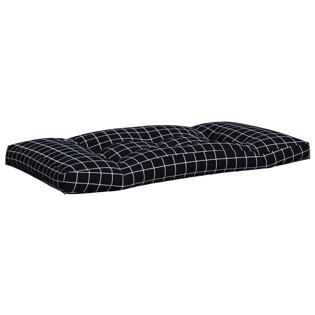 vidaXL Pallet Cushions 3 pcs Black Check Pattern Oxford Fabric