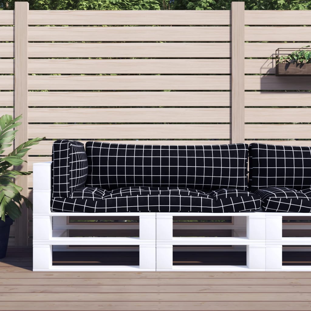 vidaXL Pallet Cushions 3 pcs Black Check Pattern Oxford Fabric