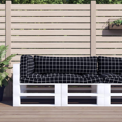 vidaXL Pallet Cushions 3 pcs Black Check Pattern Oxford Fabric