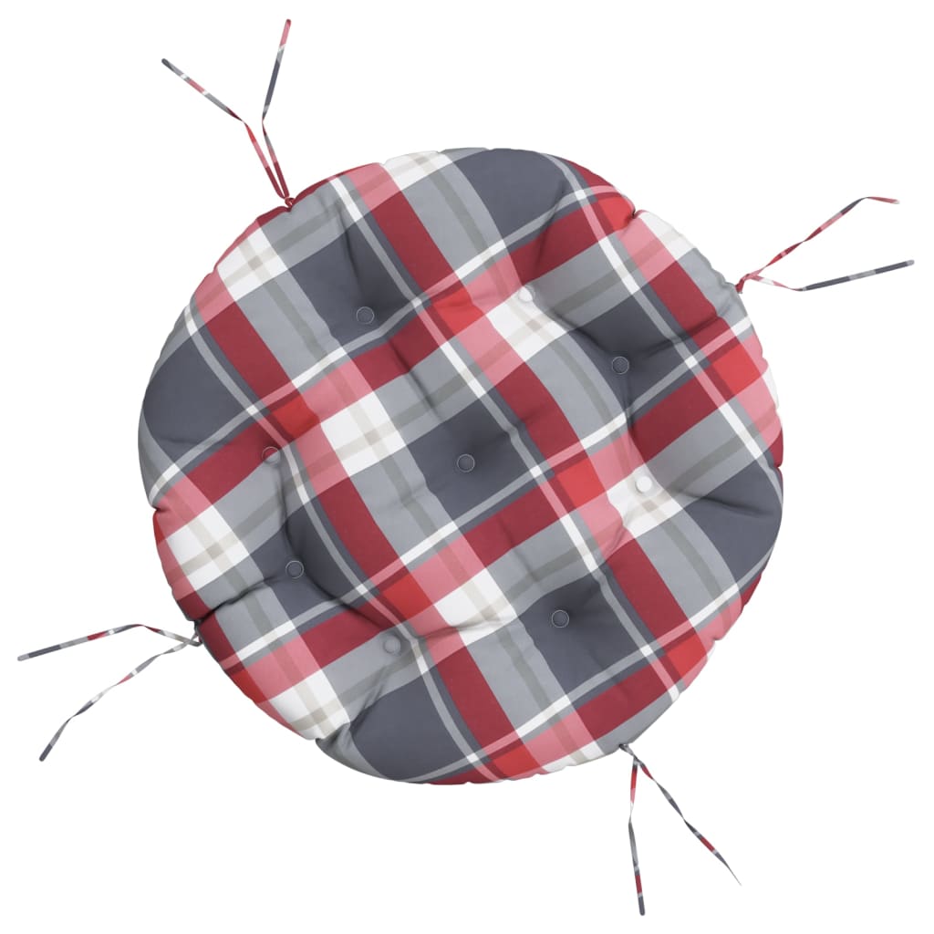 vidaXL Round Cushion Red Check Pattern Ø 60 x11 cm Oxford Fabric