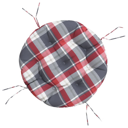 vidaXL Round Cushion Red Check Pattern Ø 60 x11 cm Oxford Fabric