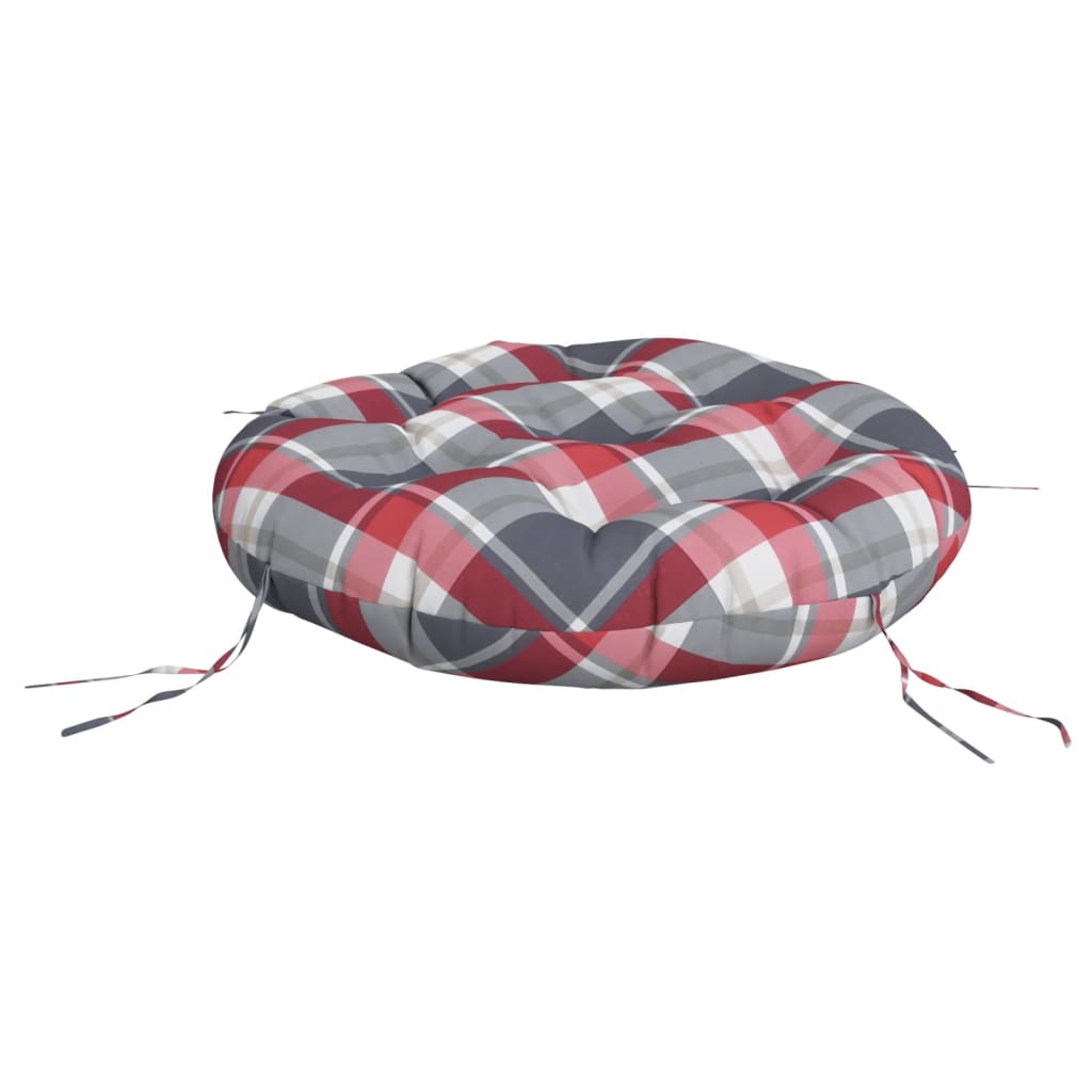 vidaXL Round Cushion Red Check Pattern Ø 60 x11 cm Oxford Fabric