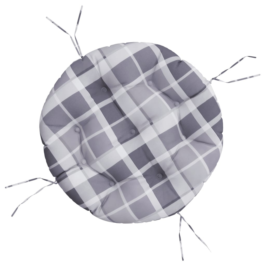 vidaXL Round Cushion Grey Check Pattern Ø 60 x11 cm Oxford Fabric
