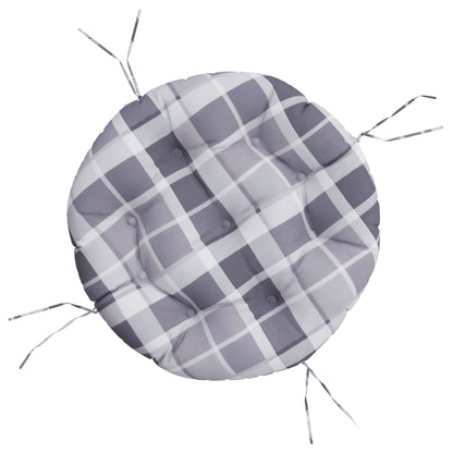 vidaXL Round Cushion Grey Check Pattern Ø 60 x11 cm Oxford Fabric