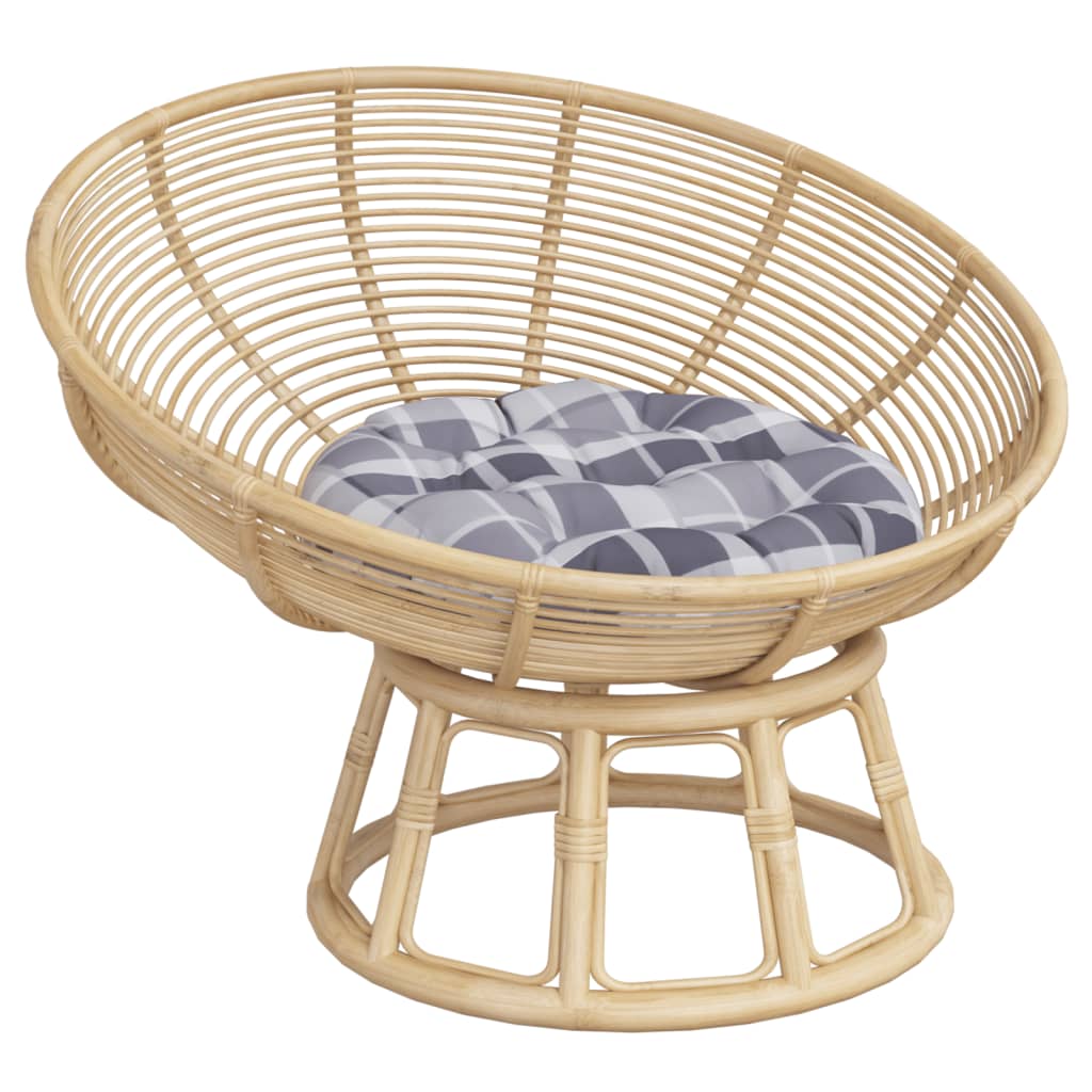 vidaXL Round Cushion Grey Check Pattern Ø 60 x11 cm Oxford Fabric