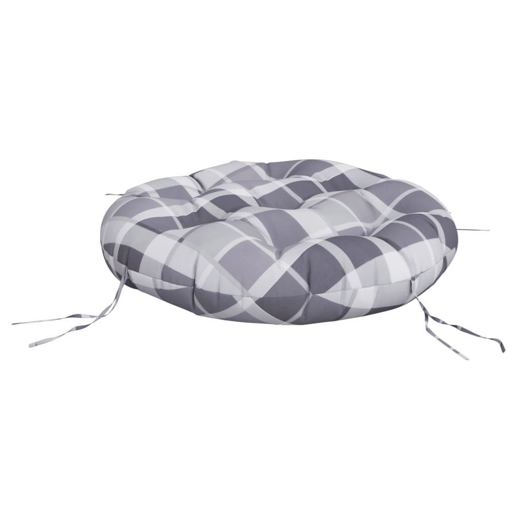 vidaXL Round Cushion Grey Check Pattern Ø 60 x11 cm Oxford Fabric