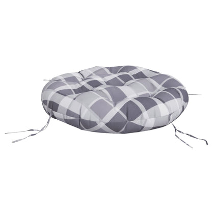 vidaXL Round Cushion Grey Check Pattern Ø 60 x11 cm Oxford Fabric