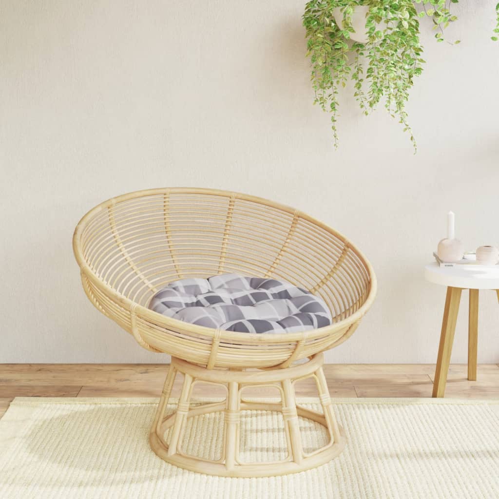 vidaXL Round Cushion Grey Check Pattern Ø 60 x11 cm Oxford Fabric