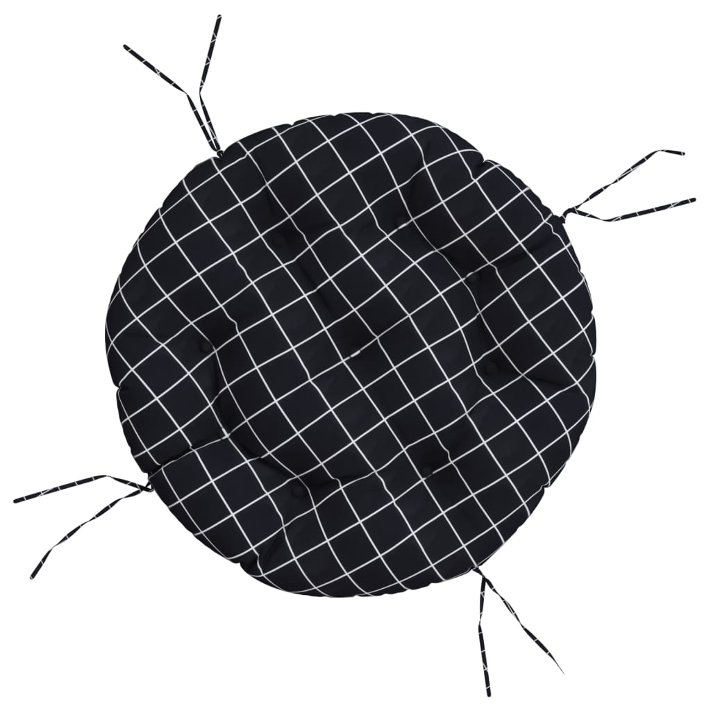 vidaXL Round Cushion Black Check Pattern Ø 60 x11 cm Oxford Fabric