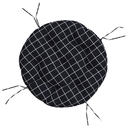 vidaXL Round Cushion Black Check Pattern Ø 60 x11 cm Oxford Fabric