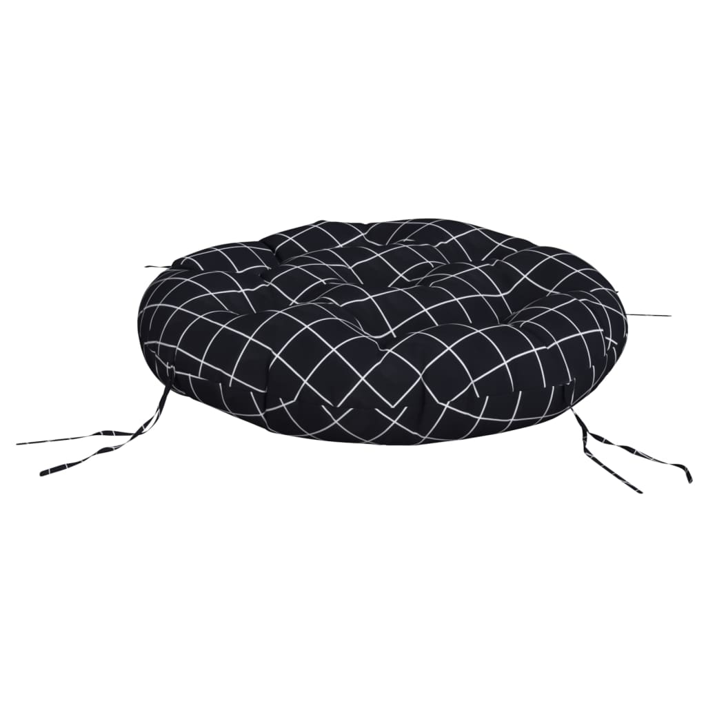 vidaXL Round Cushion Black Check Pattern Ø 60 x11 cm Oxford Fabric