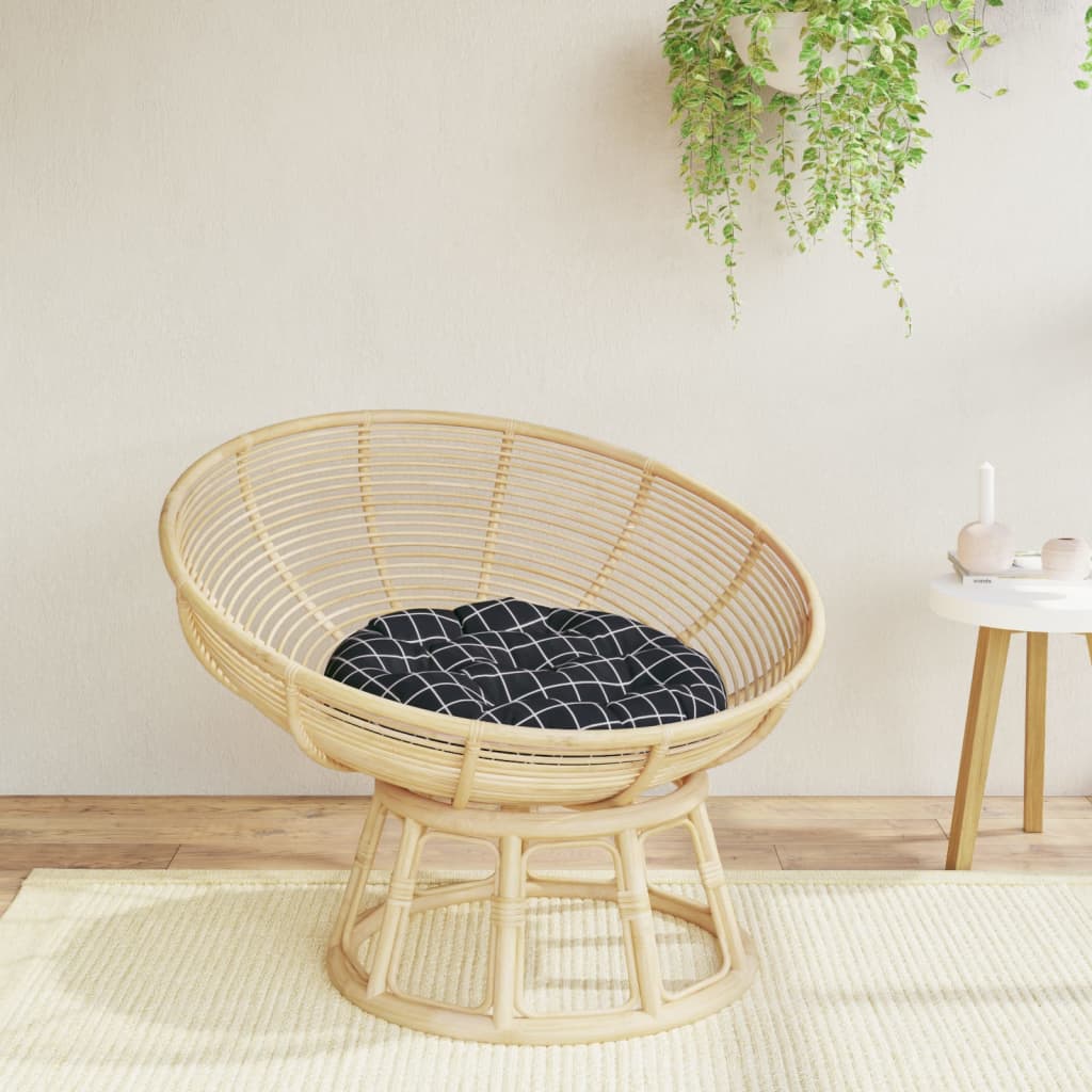 vidaXL Round Cushion Black Check Pattern Ø 60 x11 cm Oxford Fabric