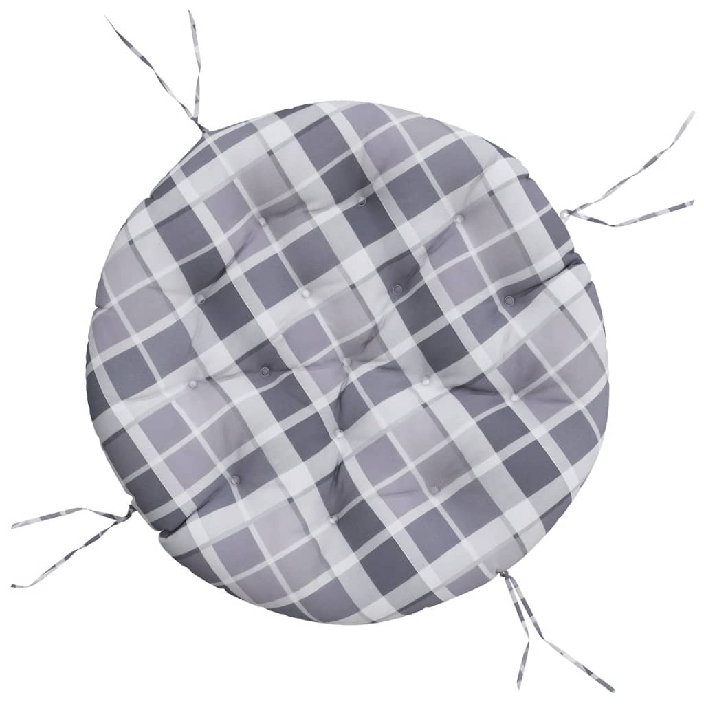 vidaXL Round Cushion Grey Check Pattern Ø 100 x11 cm Oxford Fabric