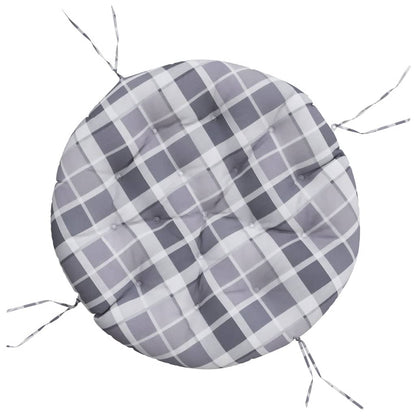 vidaXL Round Cushion Grey Check Pattern Ø 100 x11 cm Oxford Fabric