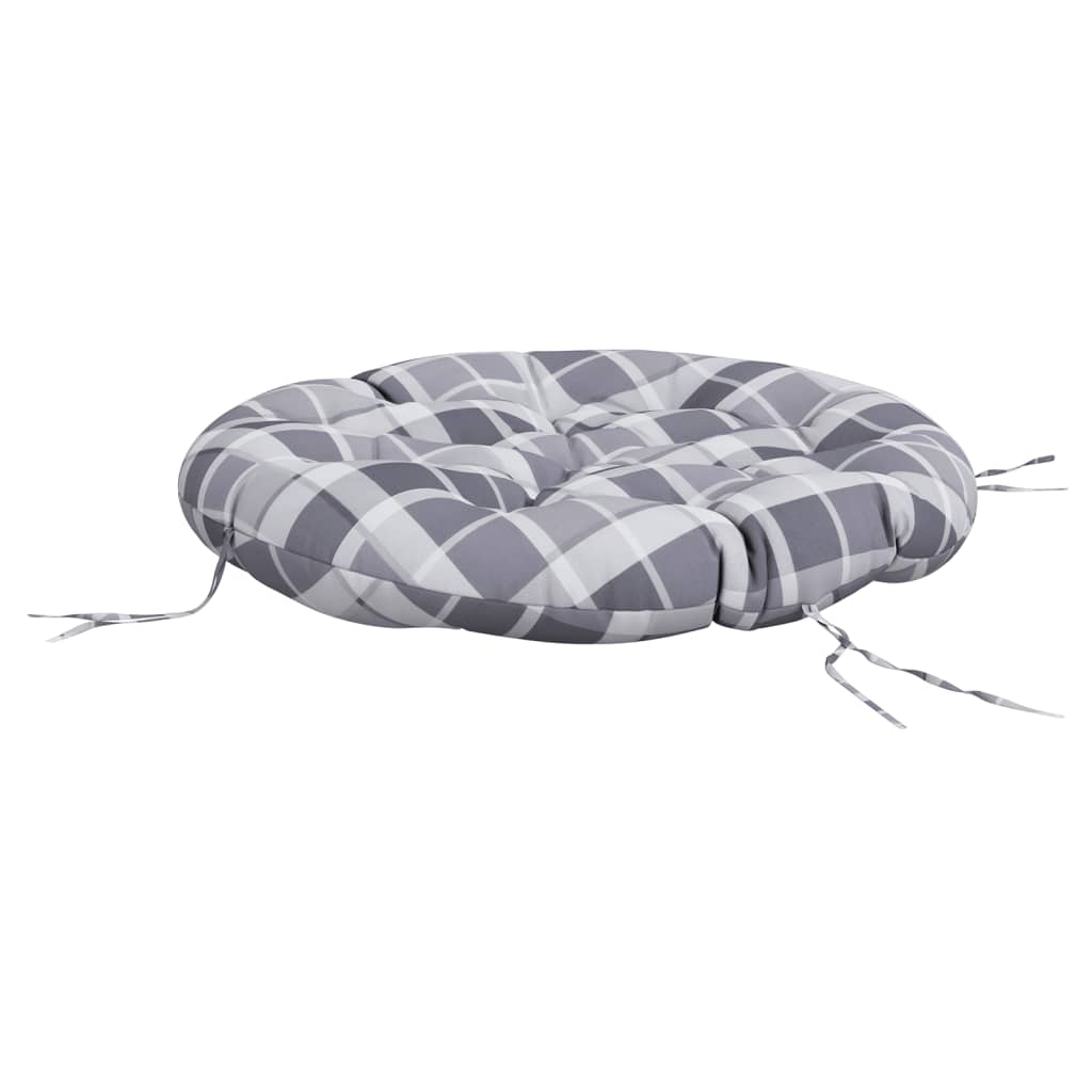 vidaXL Round Cushion Grey Check Pattern Ø 100 x11 cm Oxford Fabric