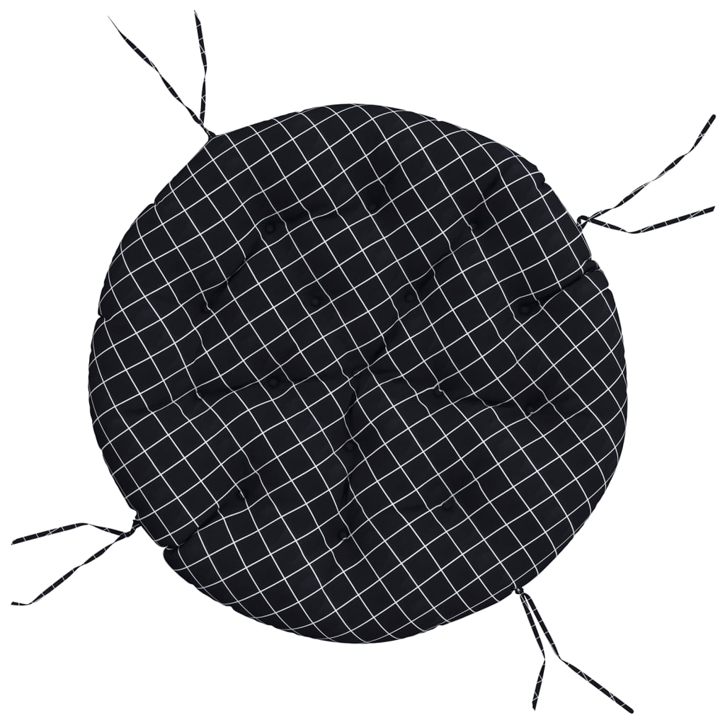 vidaXL Round Cushion Black Check Pattern Ø 100 x11 cm Oxford Fabric
