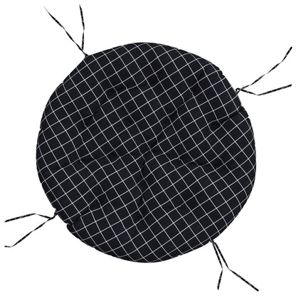 vidaXL Round Cushion Black Check Pattern Ø 100 x11 cm Oxford Fabric