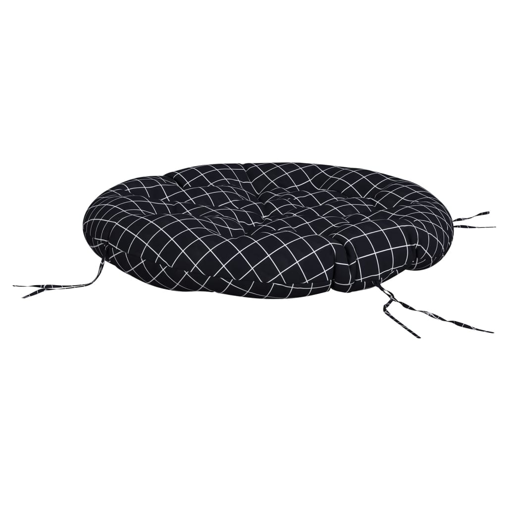 vidaXL Round Cushion Black Check Pattern Ø 100 x11 cm Oxford Fabric