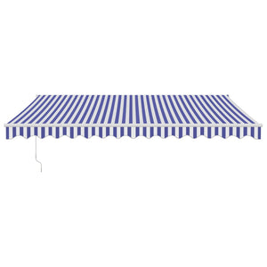 vidaXL Retractable Awning Blue and White 4x3 m Fabric and Aluminium