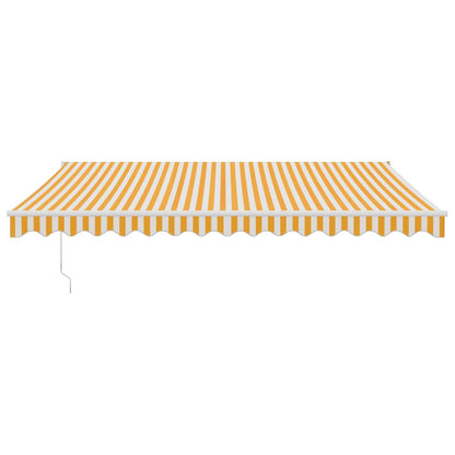 vidaXL Retractable Awning Yellow and White 4.5x3 m Fabric and Aluminium