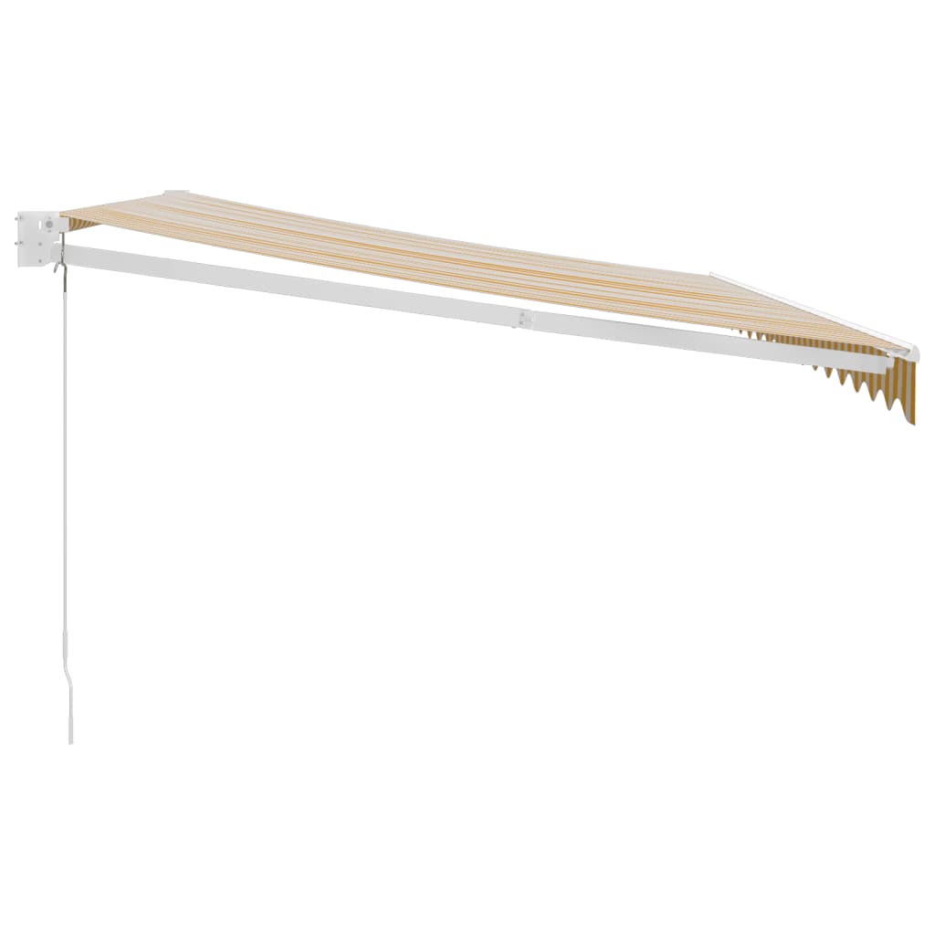 vidaXL Retractable Awning Yellow and White 4.5x3 m Fabric and Aluminium